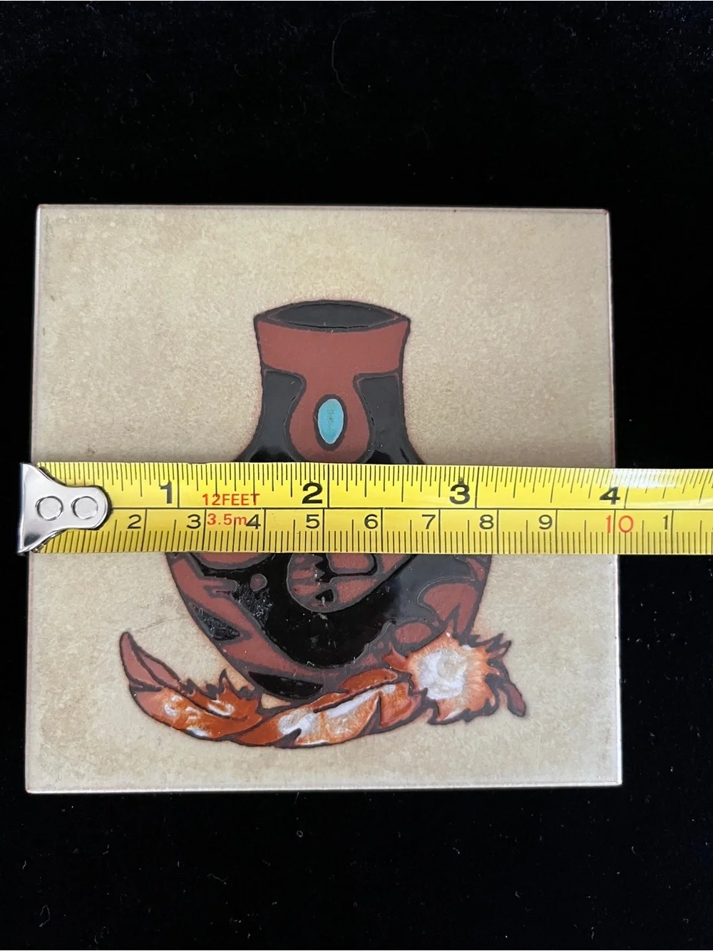 💜 Vintage Cleo Teissedre Southwestern Hand Painted Ceramic Tile Coaster Trivet